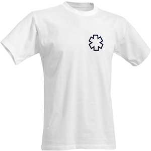 T-shirt ambulancier blanc avec croix d'ambulance.